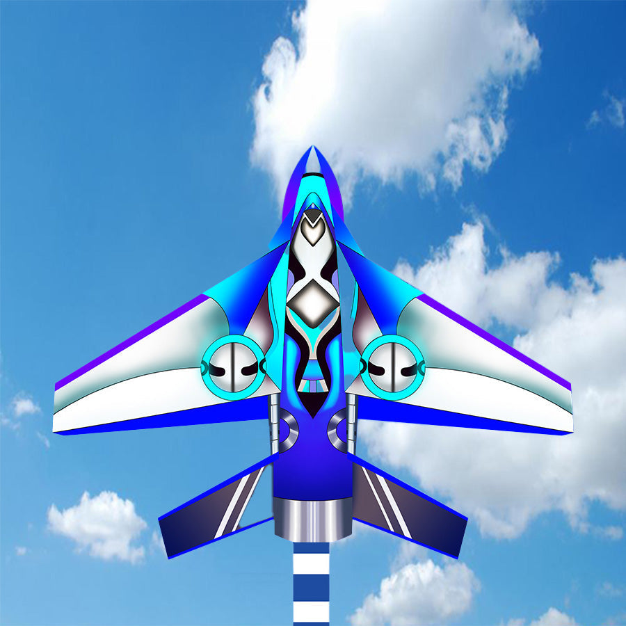 Blue fighter plane kite