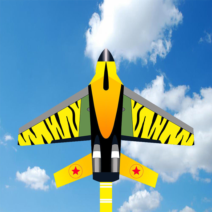 Yellow fighter plane kite
