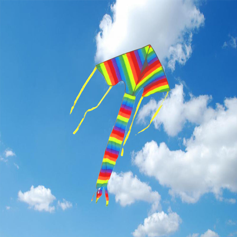 Large Rainbow Delta Kites Triangle Kite With Long Ribbon Easy Flyer Kites With Colorful Tail Kids And Adults Kite Outdoor Game Great Gift To Children Kite Toy
